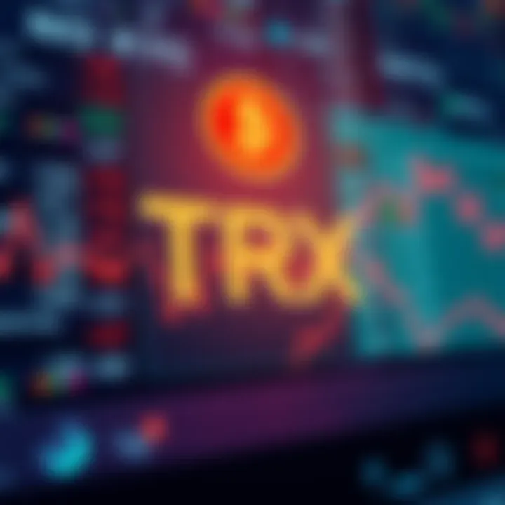A graphic showing a digital currency exchange interface with TRX being converted to stablecoins, highlighting no KYC required.