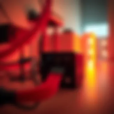A close-up of a Nodl Two node setup with cables and a power source in a home environment.