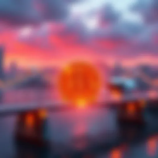 A graphic showing Nomic Token linked to a Bitcoin bridge, symbolizing the connection between the two cryptocurrencies.