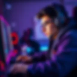A skilled gamer TAE focused on winning a minigame competition, showcasing his gaming setup and intense concentration.