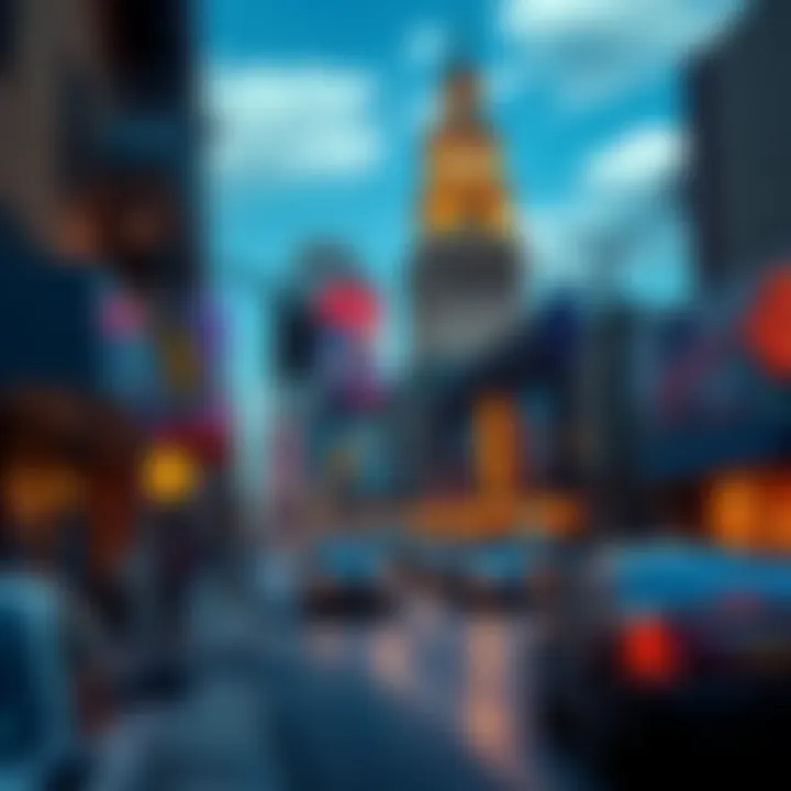 A vibrant street scene capturing the essence of American life and culture prior to 2016