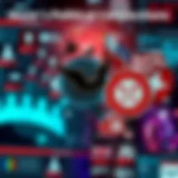 A collage showing symbols of neo-liberalism, neo-conservatism, and neo-imperialism against a backdrop of a digital community interface.