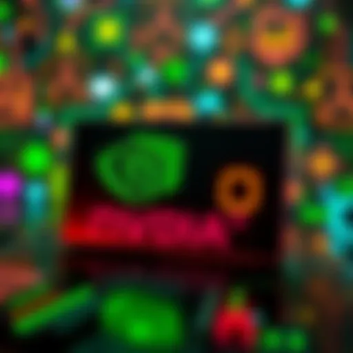 Nvidia logo competing with HBAR symbol against a backdrop of AI icons