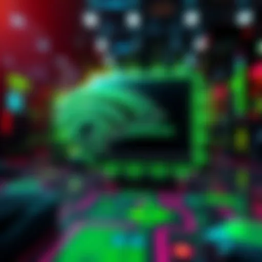 Nvidia logo with a graphic representation of a $100 billion investment in artificial intelligence technology