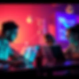 A group of people collaborating on laptops for a virtual hackathon