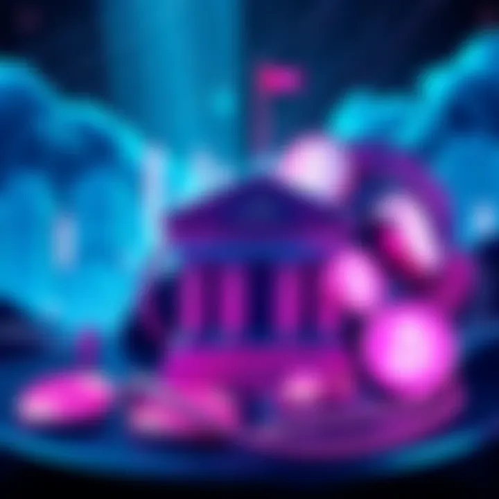 Offshore Crypto Fund Banking A visual representation of a crypto fund seeking a US bank account for stablecoin deposits, featuring symbols of USDC and USDT with banking elements.