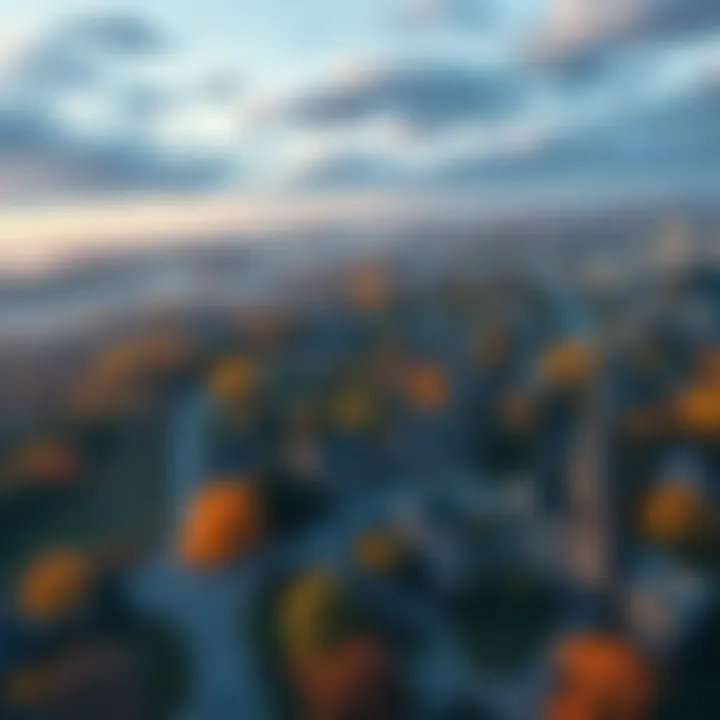 Aerial view of a quaint Ohio township with available land parcels Stunning overhead landscape showcasing limited property parcels in a charming small township in Ohio