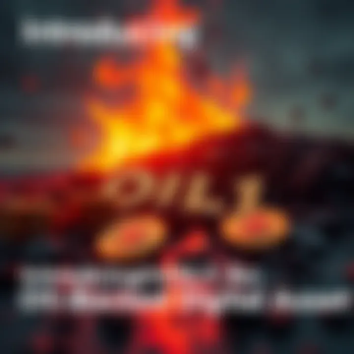 OIL1 Digital Asset Concept Visual representation of OIL1, an oil-backed digital asset, with elements of crude oil, dollar signs, and digital coins.