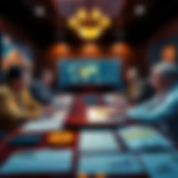 Oklahoma Bitcoin Payments Bill Oklahoma state officials discussing Bitcoin payments legislation with charts and graphics on a table