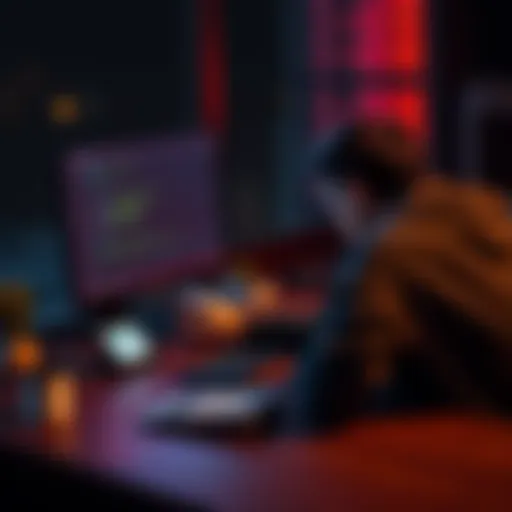 A person sitting at a desk, looking at a computer screen displaying a 12-word seed phrase with a calculator nearby, trying to unlock an old ICO wallet.
