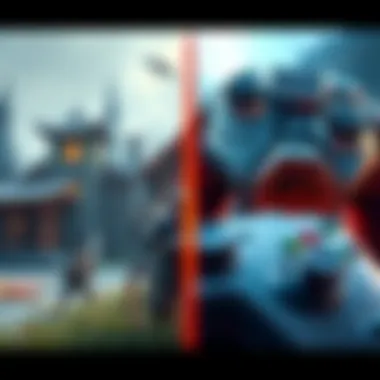 A side-by-side view of traditional game design versus modern game aesthetics, showcasing the contrast in styles and elements