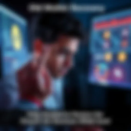 A person looking at a computer screen with Electrum wallet symbols, showing frustration while trying to restore an old wallet seed.