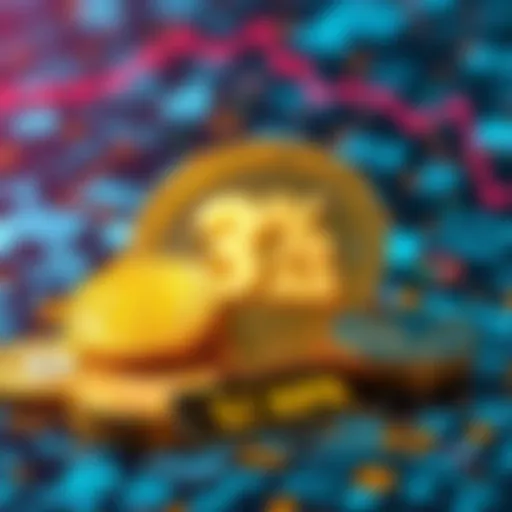 A visual representation of on-chain borrowing with digital currency symbols and a 3% APR label, set against a background of blockchain graphics.