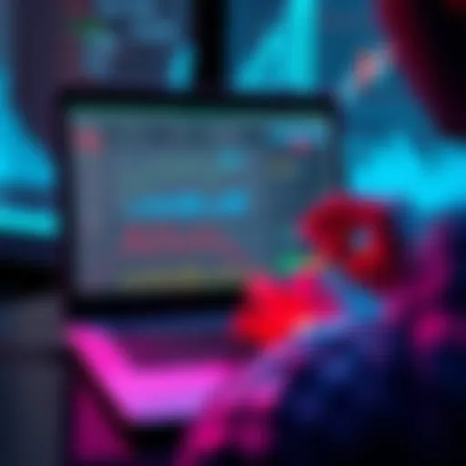 A person looking at a laptop screen displaying an on-chain wallet interface with graphs and interest rates, reflecting curiosity and thoughtfulness.