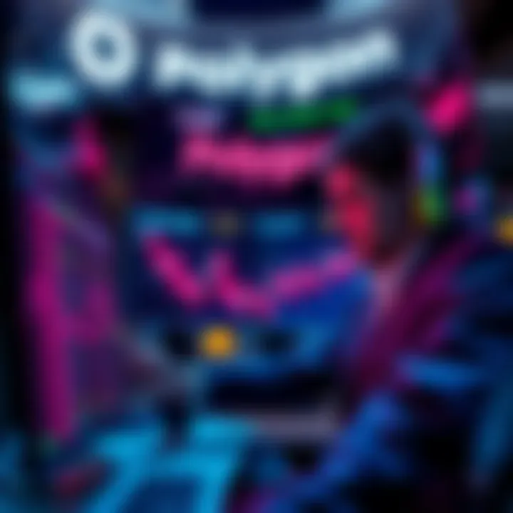 Navigating Onchain Options Trading on Polygon A sophisticated trader analyzing onchain options strategies on a digital interface, with vibrant Polygon branding in the background.