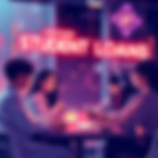 A graphic representing onchain student loans, featuring students discussing loans in a digital finance setting, with symbols of blockchain and DeFi in the background.