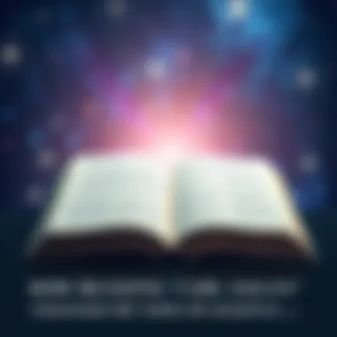 An open book with a starry background, symbolizing exploration of the cosmos through reading.