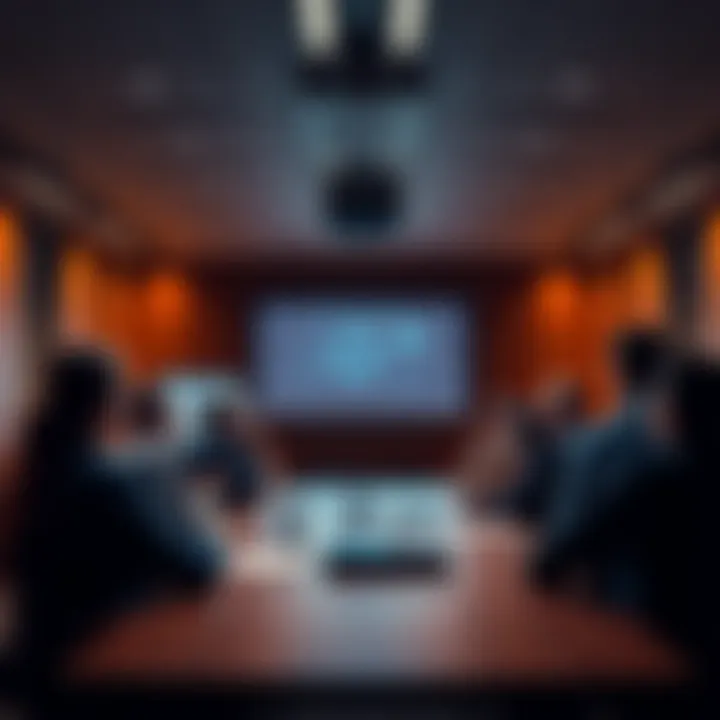 Open Source Committee Meeting People discussing in a meeting room with a projector displaying slides