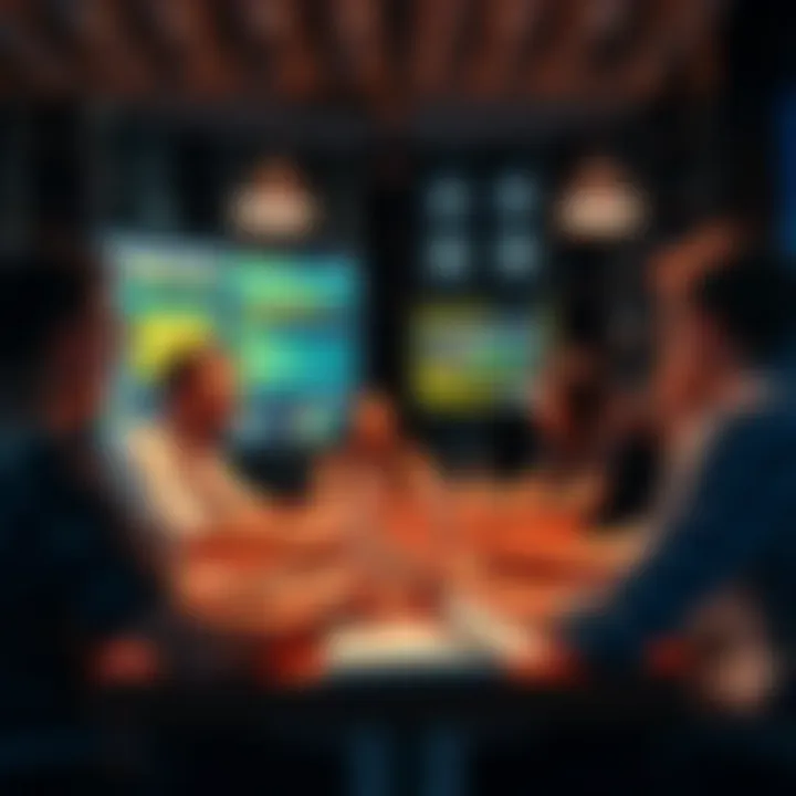 Group of developers discussing open source practices in a meeting setting.