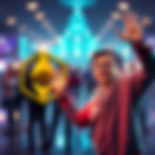OpenAI logo next to an Ethereum logo with a young teenager celebrating in the background