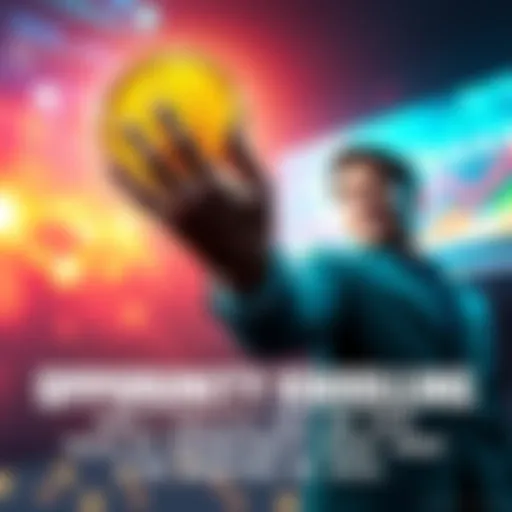 A person confidently reaching for a large golden coin symbolizing financial gain, with a vibrant background suggesting urgency