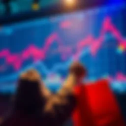 Opportunity to Buy A person looking at a stock market graph with rising trends while holding a shopping bag, ready to invest