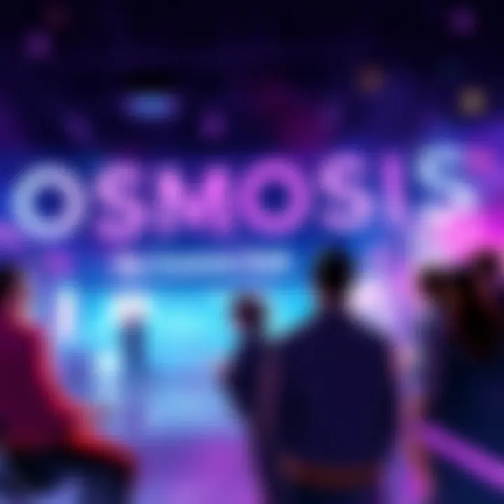 Graphic showing the proposal for Osmosis being acquired by Cosmos Hub with community members discussing its impact.