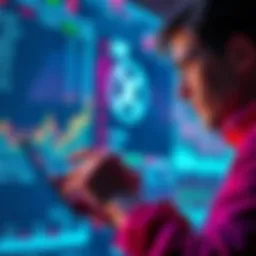 Person analyzing cryptocurrency charts with XRP symbol, focusing on over-the-counter trading options.