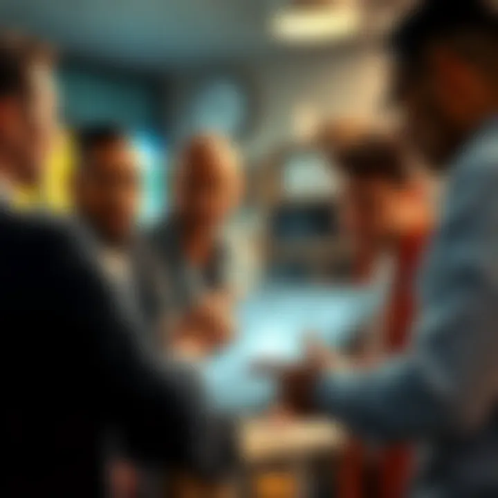 Overcoming Challenges A group of diverse people brainstorming ideas together to tackle a challenge, showcasing teamwork and creativity.