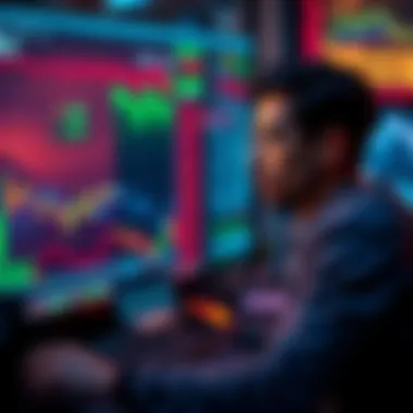 A person looking at stock charts on a computer with a thoughtful expression, symbolizing decision-making during market dips