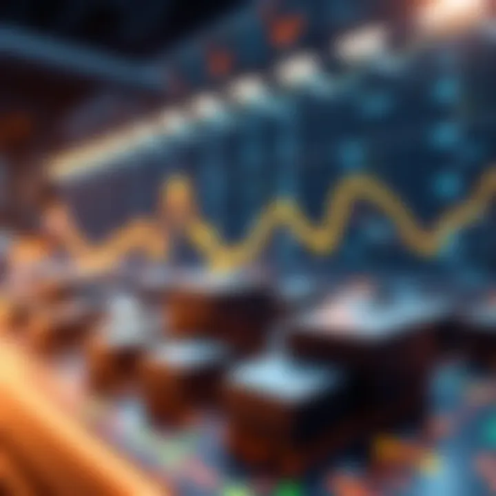 A visual representation of the P2Pool network showing a graph and blocks indicating recent activity and performance issues.