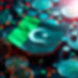 Official announcement of Pakistan's Digital Asset Authority for cryptocurrency regulation with a backdrop of financial symbols.