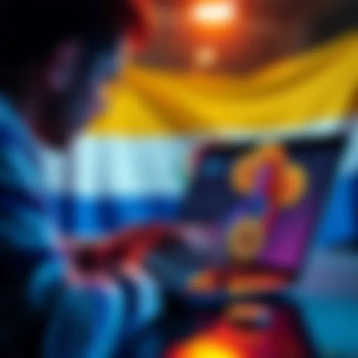 Paraguay Crypto Reporting Requirement A visual representation of Paraguay's new regulation on cryptocurrency reporting, featuring a person reviewing transaction details on a laptop with crypto symbols and the Paraguayan flag in the backgr...