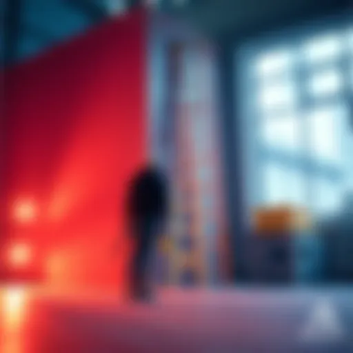 A person standing next to a completed ladder, reviewing a parcel for upgrades with tools in hand.