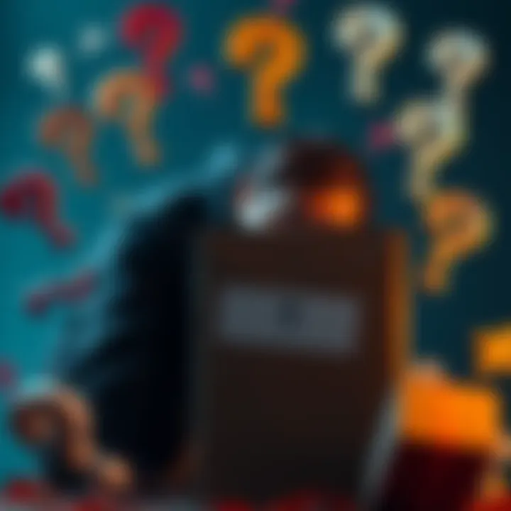 Parcel Box with Question Marks A person looks disappointed next to a parcel box surrounded by question marks, expressing frustration about missing legendary parcels.