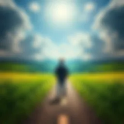 A person stands at a crossroads, weighing the benefits of upgrading a single parcel to legendary status against the option of buying multiple new parcels. Green fields and open spaces are visible in t...