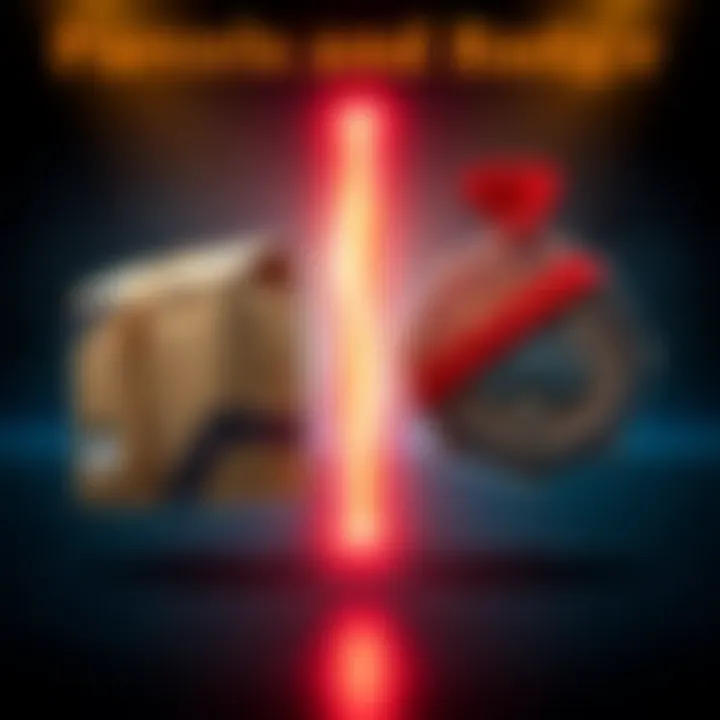 A side-by-side comparison of two parcels and a badge, showing advantages and disadvantages of each option