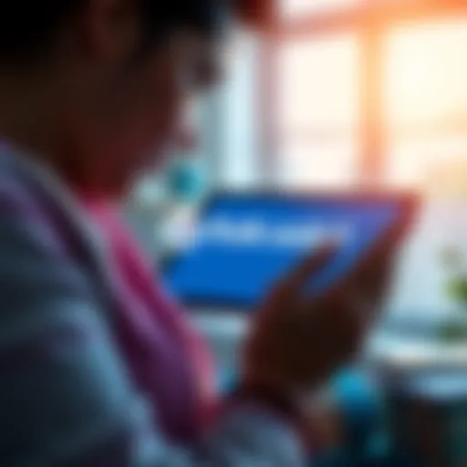 A parent holding a tablet displaying the Polkadot logo, while thinking about their children's future financial security.
