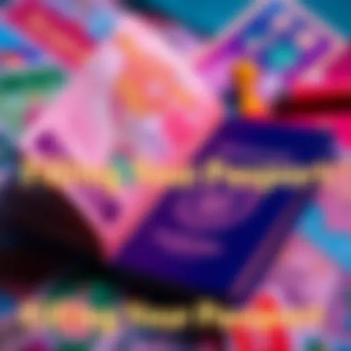 Passport filled with stamps A colorful passport open to show various stamps from different places, representing travel and adventure after reaching level 5.