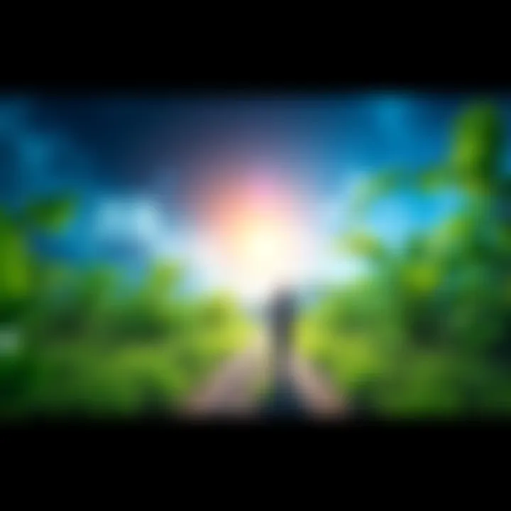 A person walking on a bright path surrounded by greenery, symbolizing choices for a better future.