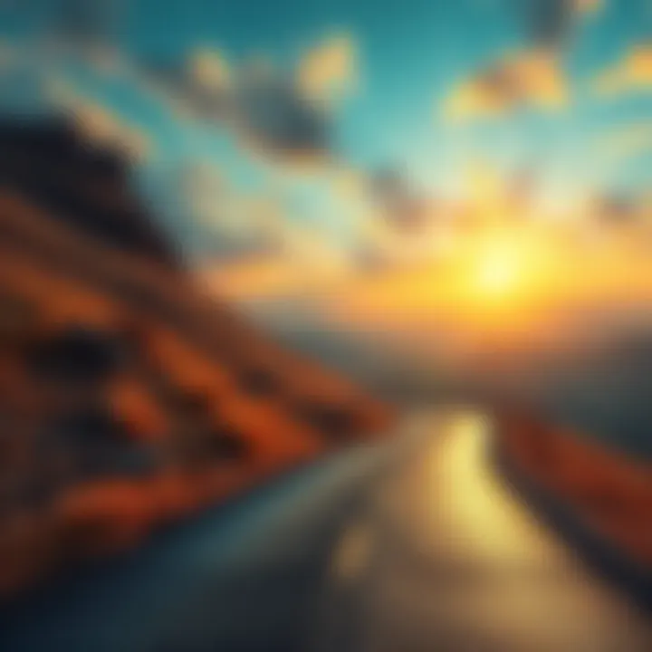 A winding road leading through a vibrant landscape, symbolizing the journey of life and fate.