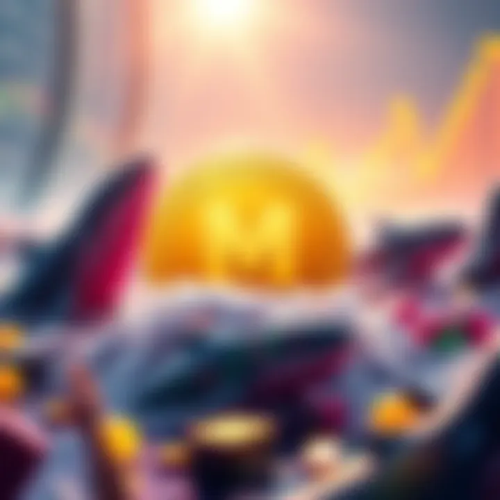 A vibrant graphic showing the Patos Meme Coin with whales and exchange logos, symbolizing market excitement.