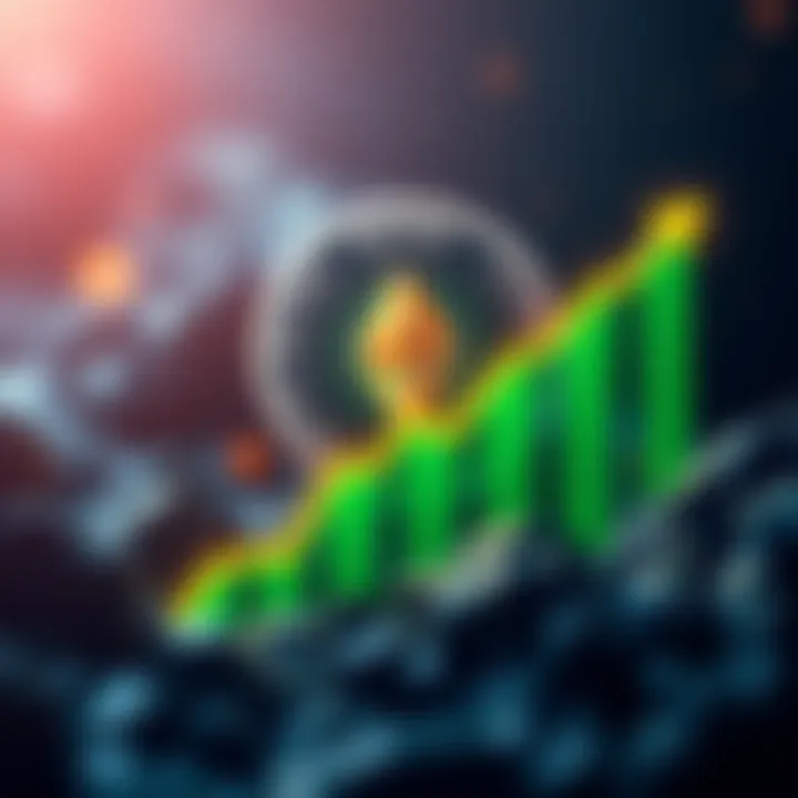 Graphic showing the Patos Meme Coin logo with a rising graph, symbolizing its growth in the crypto market.