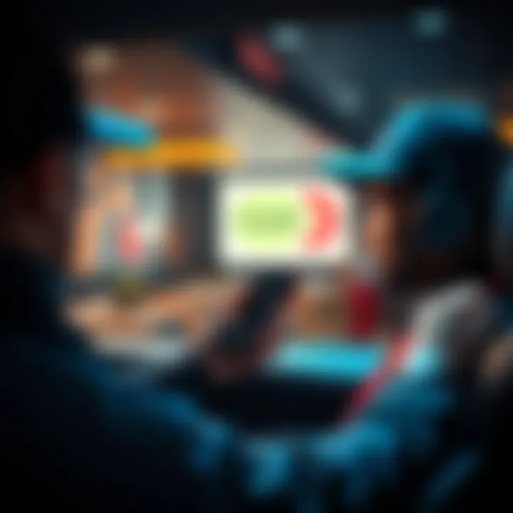 Delivery driver looking at paused DoorDash app with a restaurant background