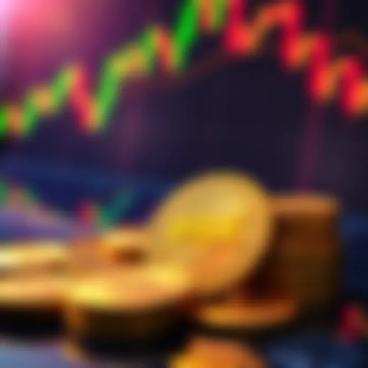 Coins representing PAX Gold with a financial chart background, symbolizing investment potential