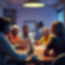 Paying Taxes A diverse group of people discussing the importance of taxes at a community meeting