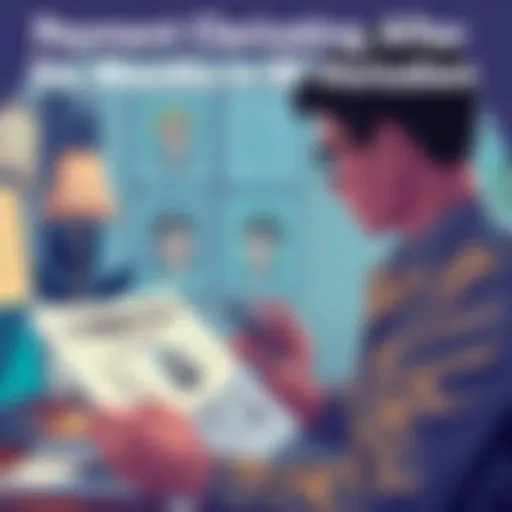 A person reviewing tax documents and an ID, symbolizing the payment verification process