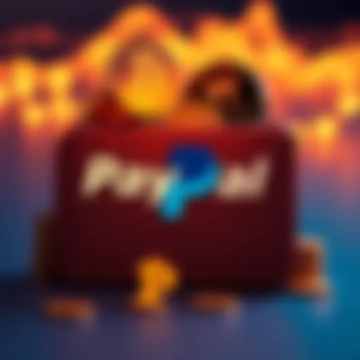 A graphic showing the PayPal logo with a digital wallet filled with coins, representing the new loyalty program with a 3.7% yield on stablecoin balances.