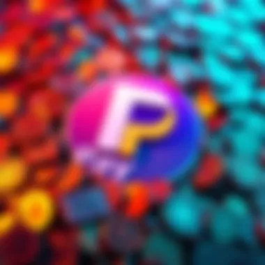 PayPal logo surrounded by an overflow of colorful cryptocurrency coins representing a stablecoin issue