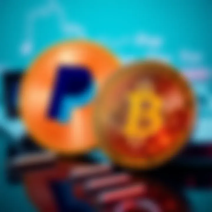 PayPal logo alongside a cryptocurrency coin showing fees
